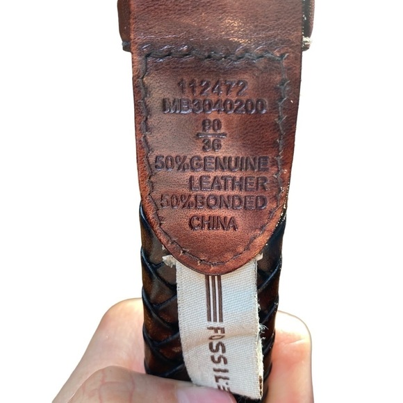 Fossil Men’s Brown Braided Belt Gold Buckle Size 36 - Picture 10 of 15